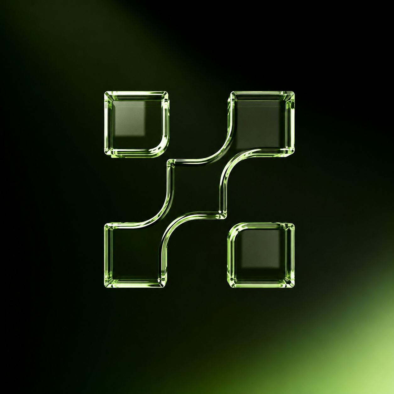The Nine Labs brand mark rendered in green glass
