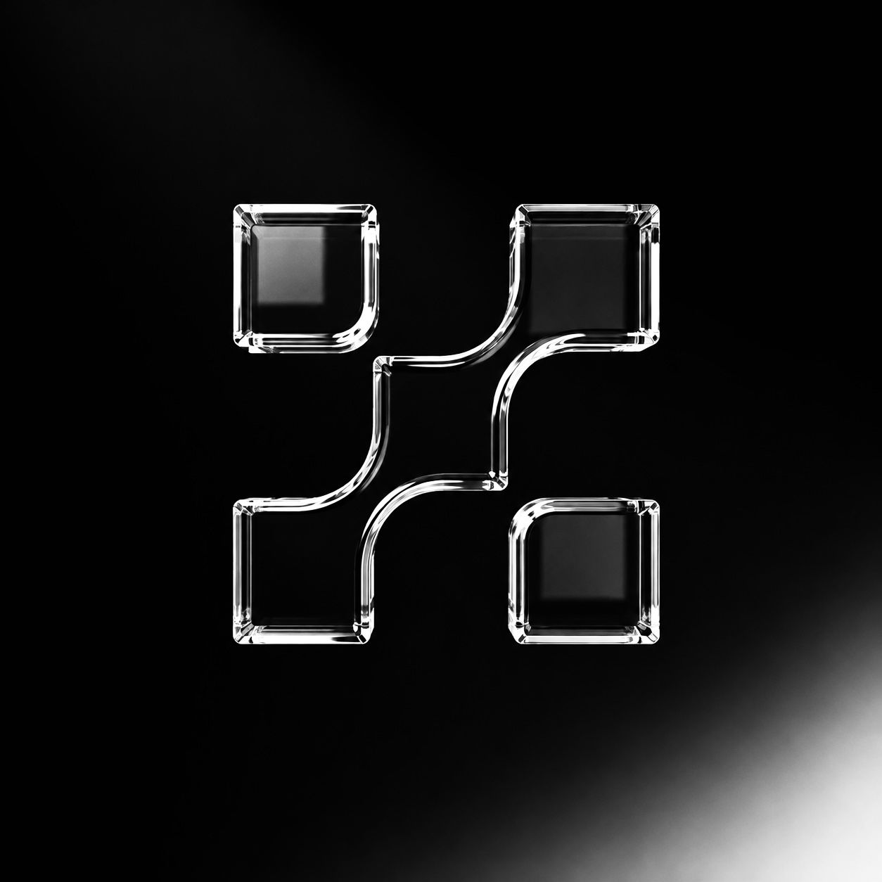 The Nine Labs brand mark rendered in clear glass