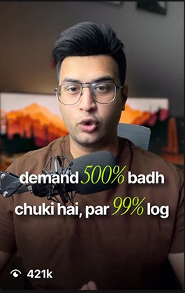 Desi Business Brain demand growth reel, 421K views